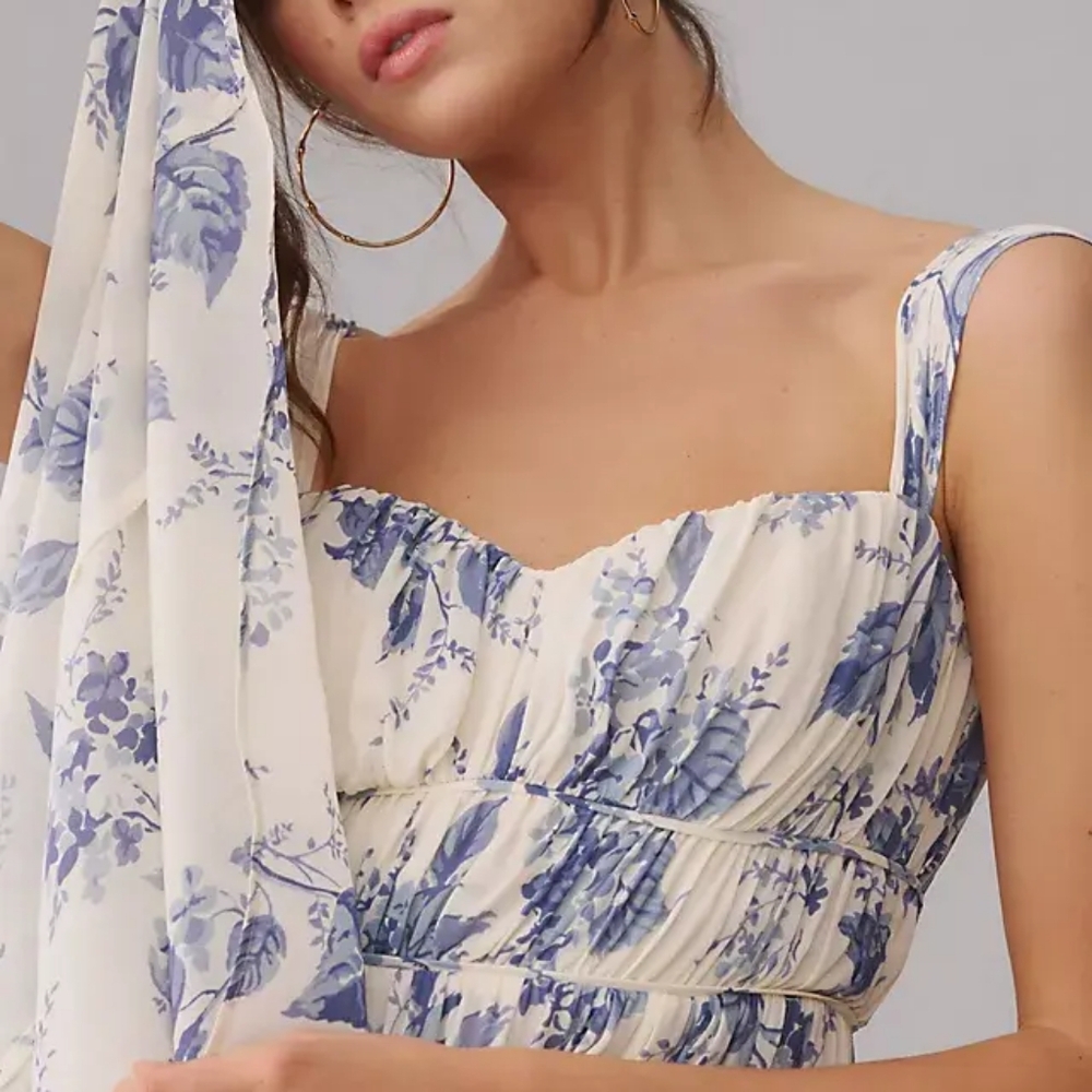 Reformation Blue Floral Maxi Dress - Picture 2 of 14